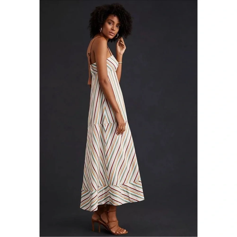 Anthropologie Maeve Square Neck Striped Midi Dress - Picture 2 of 10